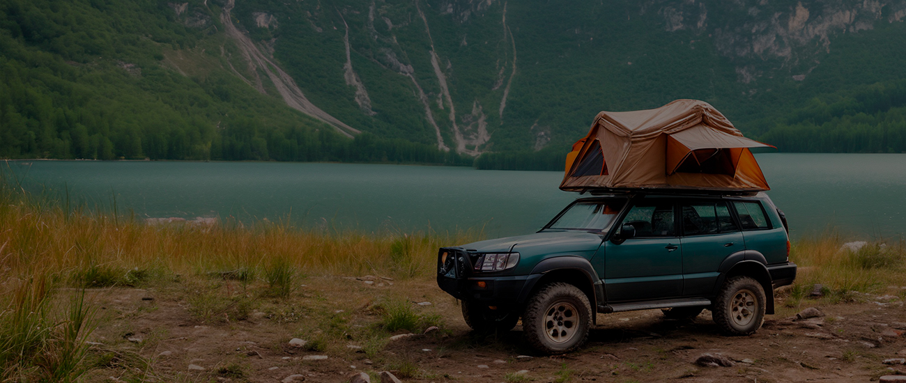 SUV with a tent
